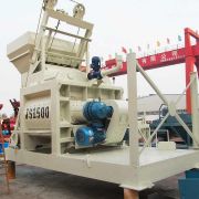 Heavy-duty twin shaft concrete mixer with 1.5m³ (1500L) discharging capacity for large-scale construction projects