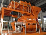 Heavy-duty twin shaft concrete mixer with 1.5m³ (1500L) discharging capacity for large-scale construction projects