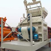 Heavy-duty twin shaft concrete mixer with 1.5m³ (1500L) discharging capacity for large-scale construction projects