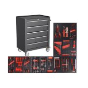 5-Drawer Tool Cabinet + 201-Piece CR-V Mechanic Tool Set
